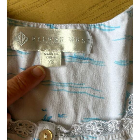 Eileen West Babydoll Nightgown XS-S Nautical Sailboat Coastal Pjs Lace Cottage - Picture 5 of 15